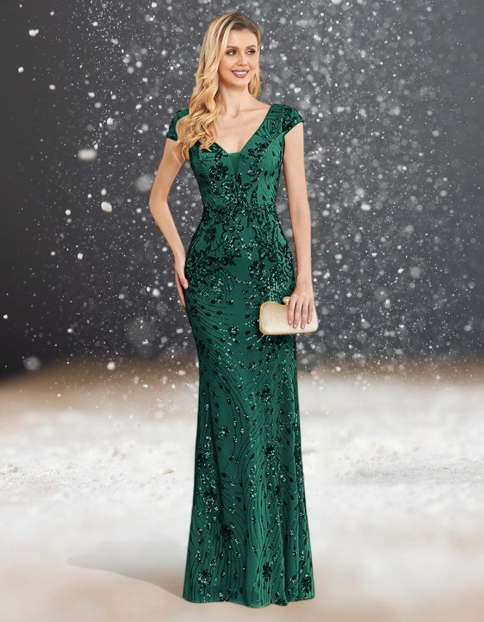 green evening gown